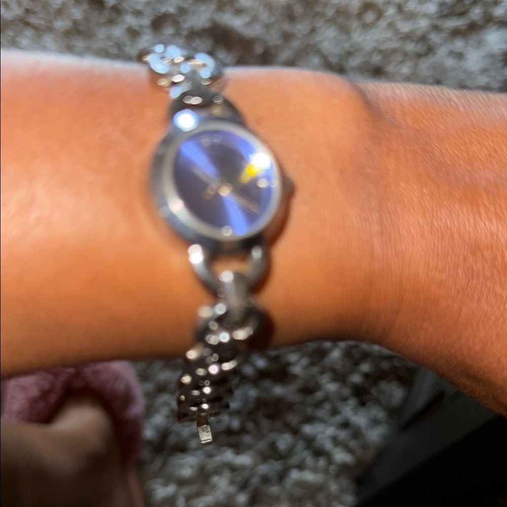 Silver and Blue Chain Bracelet Watch